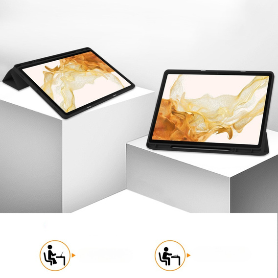Husă pentru Samsung Galaxy Tab S10+ Plus, Smartcase cu spațiu pentru stylus, negru