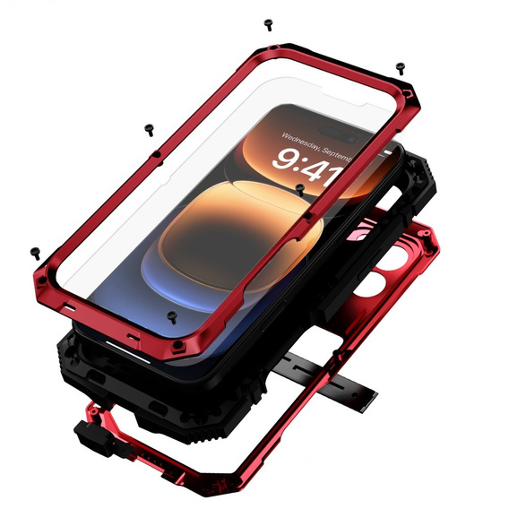 Husă blindată pentru iPhone 16 Pro, R-JUST, roșu