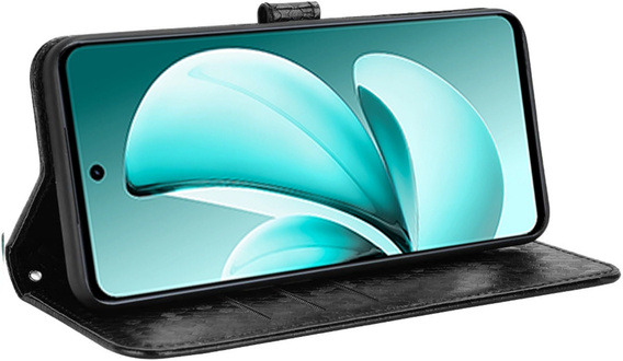 Husa cu clapetă pentru Realme C71, Wallet Rhombus, negru