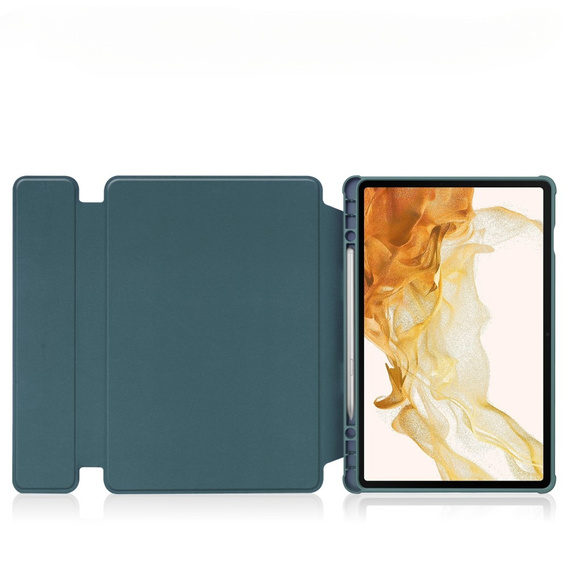 Carcasă + tastatură Samsung Galaxy Tab S9+, Rotary 360° Leather, verde închis