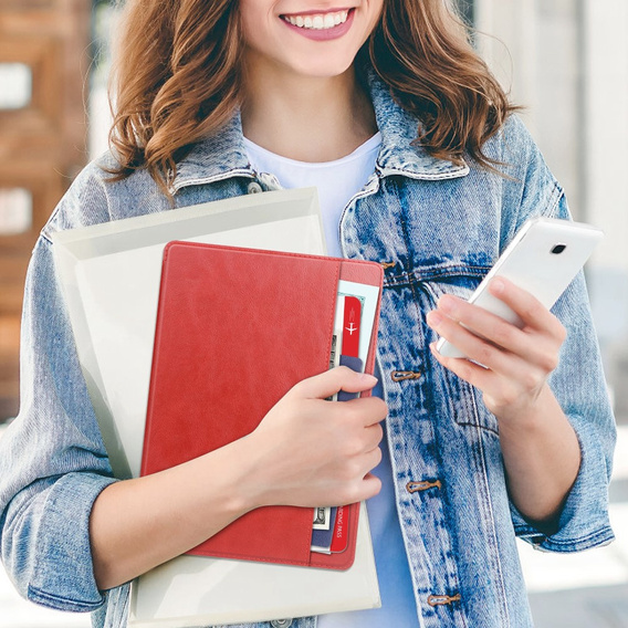 Husă pentru iPad 10.2 2021 / 2020 / 2019, Business Card and Pen Slot, roșu