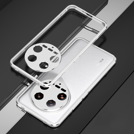 Husa pentru Xiaomi 14 Ultra, Armor Bumper, cu capac pentru obiectiv, de argint