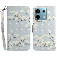 Cu clapetă pentru Xiaomi Redmi Note 13 Pro 5G, Wallet, Magnolia Flowers gri