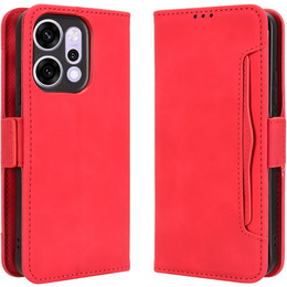 Carcasă cu clapetă pentru Oppo Reno 14, slot pentru card, portofel, roșu