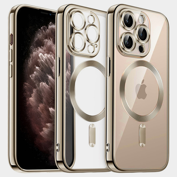 Husă pentru iPhone 11 Pro Max, Electro MagSafe, de aur + Sticlă pentru ecran