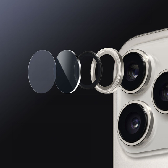 2x ERBORD OPTIK Pro sticlă călită pentru iPhone 16 Pro / 16 Pro Max camera foto, negru
