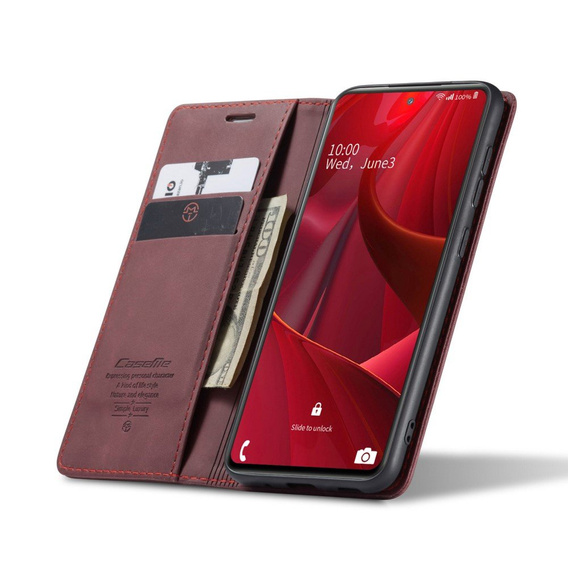 Husa CASEME pentru Samsung Galaxy S20 FE, Leather Wallet Case, roșu
