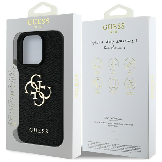 Husă GUESS Grained Big 4G și Classic Logo pentru iPhone 16 Pro