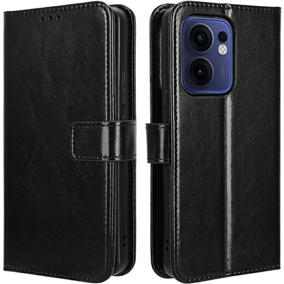 Cu clapetă pentru Oppo Reno 13F / Oppo Reno 13FS, Crazy Horse Wallet, negru