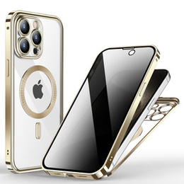 Husă pentru iPhone 15 Pro Max, Privacy Dual Glass, pentru MagSafe, de aur