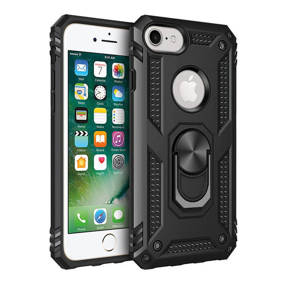 Husă blindată pentru iPhone 6/6S/7/8/SE 2020/SE 2022, Nox Case Ring, negru