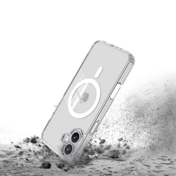 Carcasă ERBORD MagSafe pentru iPhone 16, buton activ, transparentă + Sticlă pentru ecran