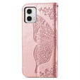 Cu clapetă pentru Motorola Moto G73 5G, Butterfly, roz rose gold