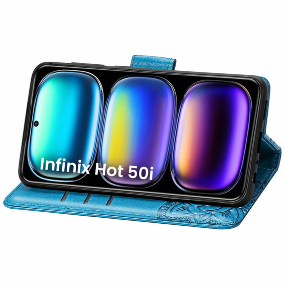 Cu clapetă pentru Infinix Hot 50i 4G, Butterfly, albastru