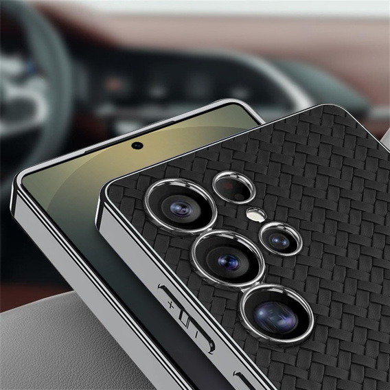 Huse pentru Samsung Galaxy S25 Ultra, GKK Woven Leather, negru