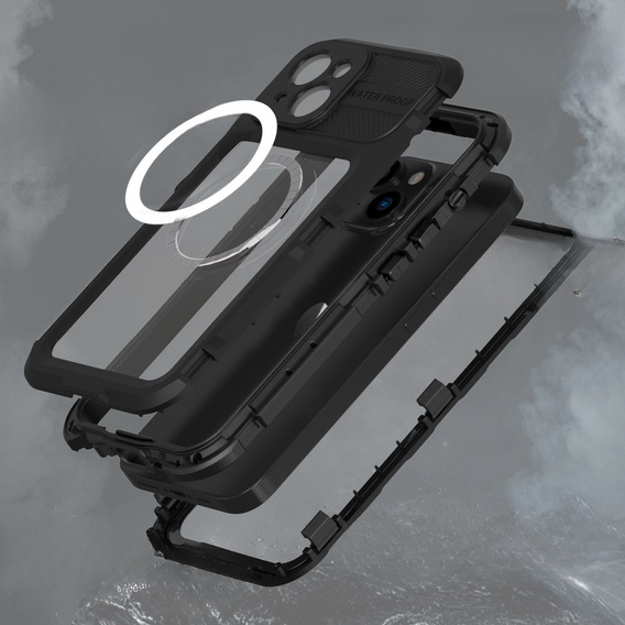 Carcasă impermeabilă IP68 pentru iPhone 14, SHELLBOX MagSafe, negru