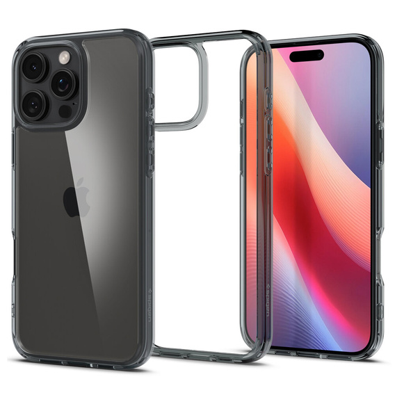 Carcasa Spigen pentru iPhone 16 Pro, Ultra Hybrid, gri + sticlă temperată 9H