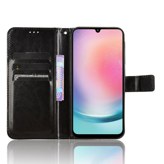 Cu clapetă pentru Samsung Galaxy A25 5G, Crazy Horse Wallet, negru