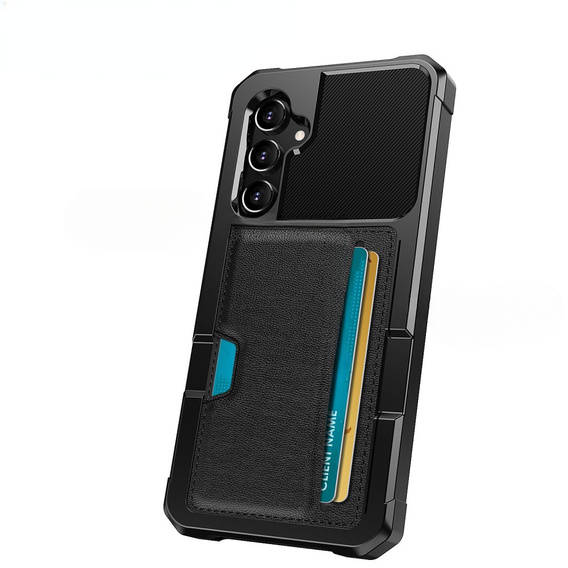 Husa pentru Samsung Galaxy A55 5G, Card Holder Kickstand, negru