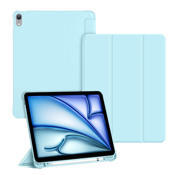 Husă pentru iPad Pro 11 2024, Smartcase cu spațiu pentru stylus, albastru