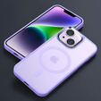 Husă pentru iPhone 14, pentru MagSafe, ERBORD Matt Case, violet + sticlă pentru ecran