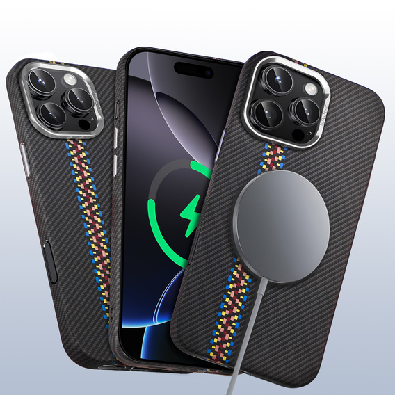 Carcasa pentru iPhone 16 Pro Max, Carbon Fiber MagSafe, negru