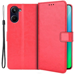 Husa cu clapetă pentru Realme 10 4G, Split Leather, roșu