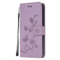 Cu clapetă pentru Huawei P40 Lite, Butterfly Flower, violet