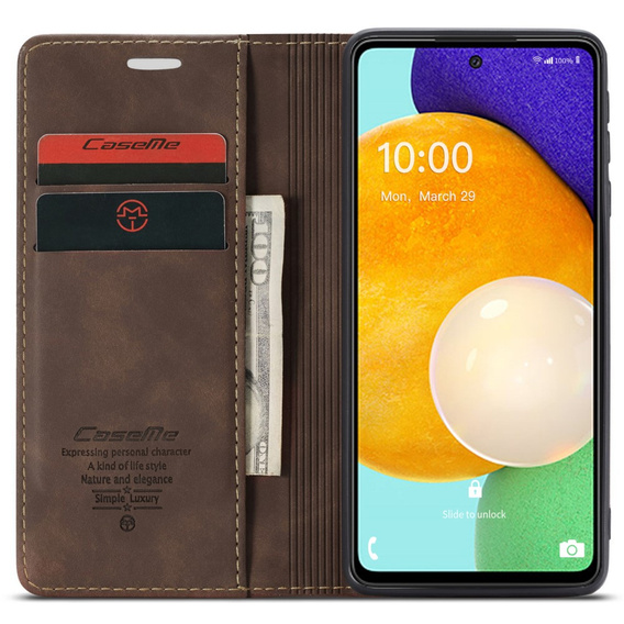 Husa CASEME pentru Samsung Galaxy A53 5G, Leather Wallet Case, cafea