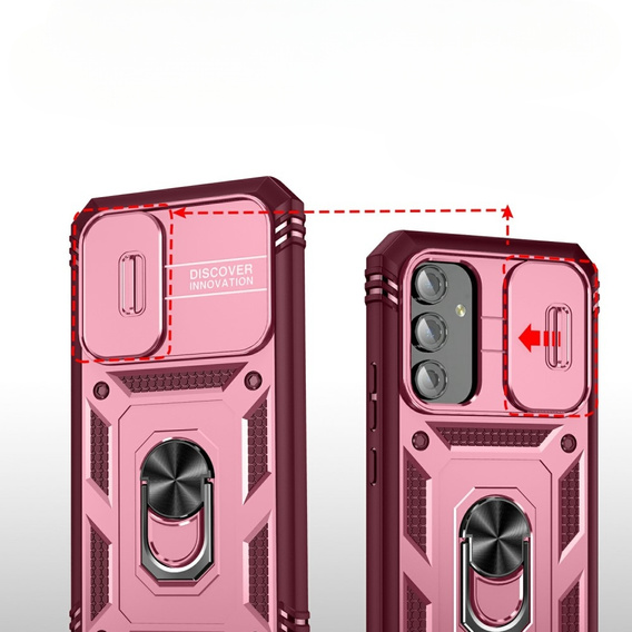 Husă blindată pentru Samsung Galaxy A54 5G, CamShield Slide, roz / burgundy