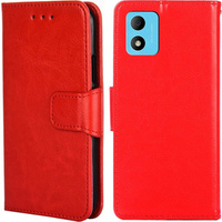 Cu clapetă pentru TCL 305i, PU Leather Wallet Case, roșu