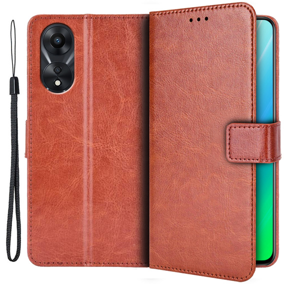 Cu clapetă pentru Oppo A78 5G, Crazy Horse Wallet, maro