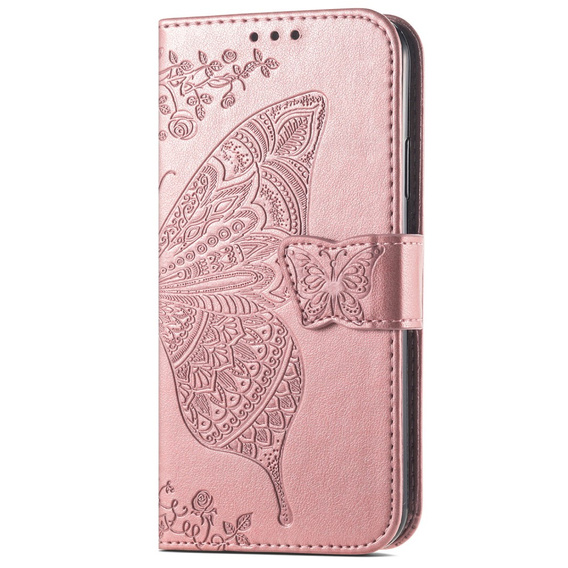Cu clapetă pentru Samsung Galaxy A16, Butterfly, roz rose gold