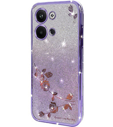 Husă pentru Infinix Note 30 VIP, Glitter Flower, violet