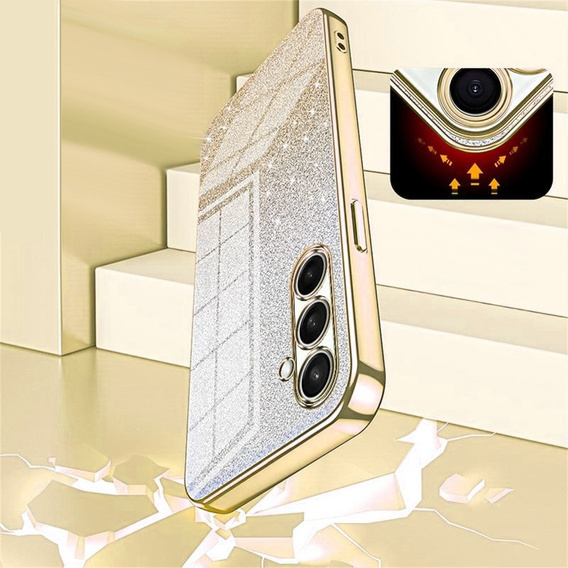 Husă strălucitoare CamShield pentru Samsung Galaxy A37 5G, auriu