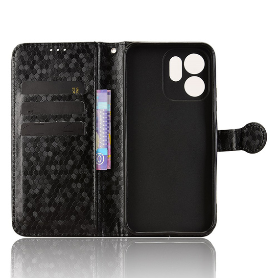 Husă cu clapetă pentru Oppo Reno 14F, Wallet Rhombus, negru