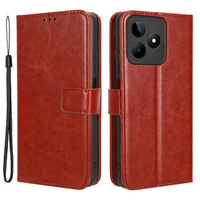 Cu clapetă pentru Realme Note 50, Crazy Horse Wallet, maro