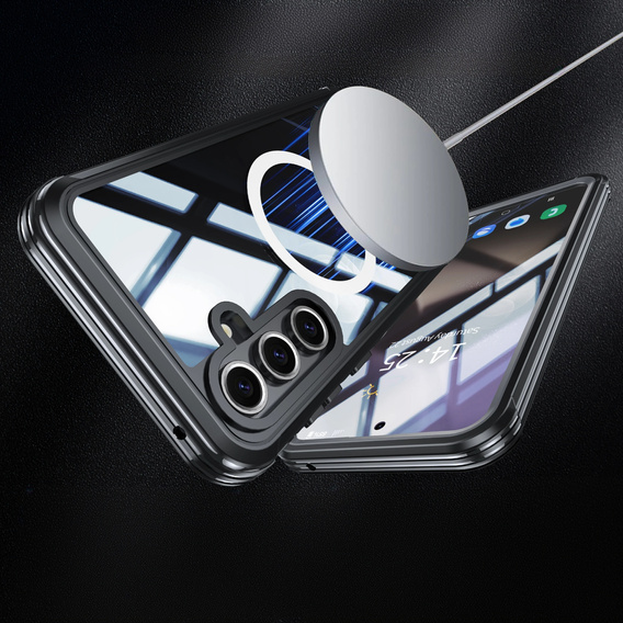 Husă pentru Samsung Galaxy S25, Shockproof, cu sticlă, pentru MagSafe, negru
