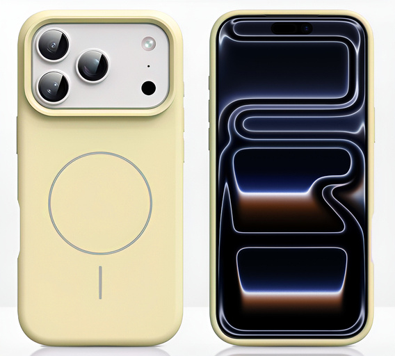 Manșon din silicon pentru iPhone 17 Pro Max, pentru MagSafe, antișoc, galben