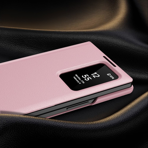 Husă cu clapetă pentru Samsung Z Fold5 5G, Smart View Wallet, roz