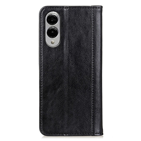 Husa cu clapetă pentru Samsung Galaxy S25 Edge, Split Leather, negru