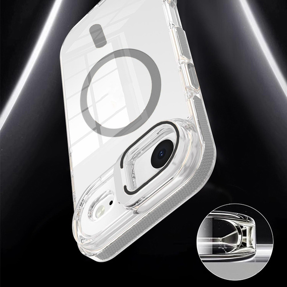 Husă pentru iPhone Air, pentru MagSafe, cu suport, transparentă cu inserții gri