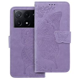 Cu clapetă pentru Xiaomi Poco F6 Pro, Butterfly, violet