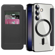 Cu clapetă pentru Samsung Galaxy S24, RFID Wallet MagSafe CamShield, negru