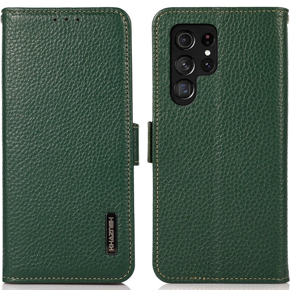 KHAZNEH RFID caz pentru Samsung Galaxy S23 Ultra, Litchi Texture, verde