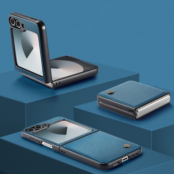 Husă pentru Samsung Galaxy Z Flip7 FE / Z Flip6, CASEME Litchi Leather, albastru