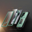 Carcasă pentru Samsung Galaxy S24 Ultra, seria Tongate MECH cu suport, verde deschis