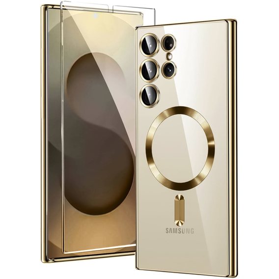 Husă pentru Samsung Galaxy S25 Ultra, Electro MagSafe, de aur + Sticlă pentru ecran