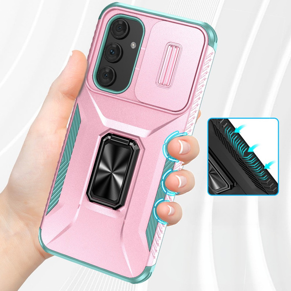 Carcasă blindată pentru Samsung Galaxy A54 5G, armată Slide Ring, roz