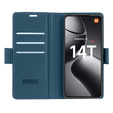 Husă pentru Xiaomi 14T, ERBORD Glossy Litchi, portofel cu clapetă, albastru